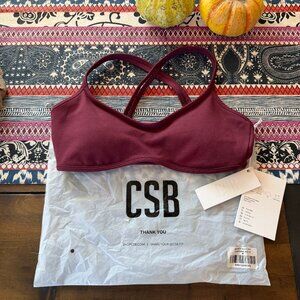 Crop Shop Boutique, Medium Burgundy Sports Bra, Serenity Millie, New with Tags